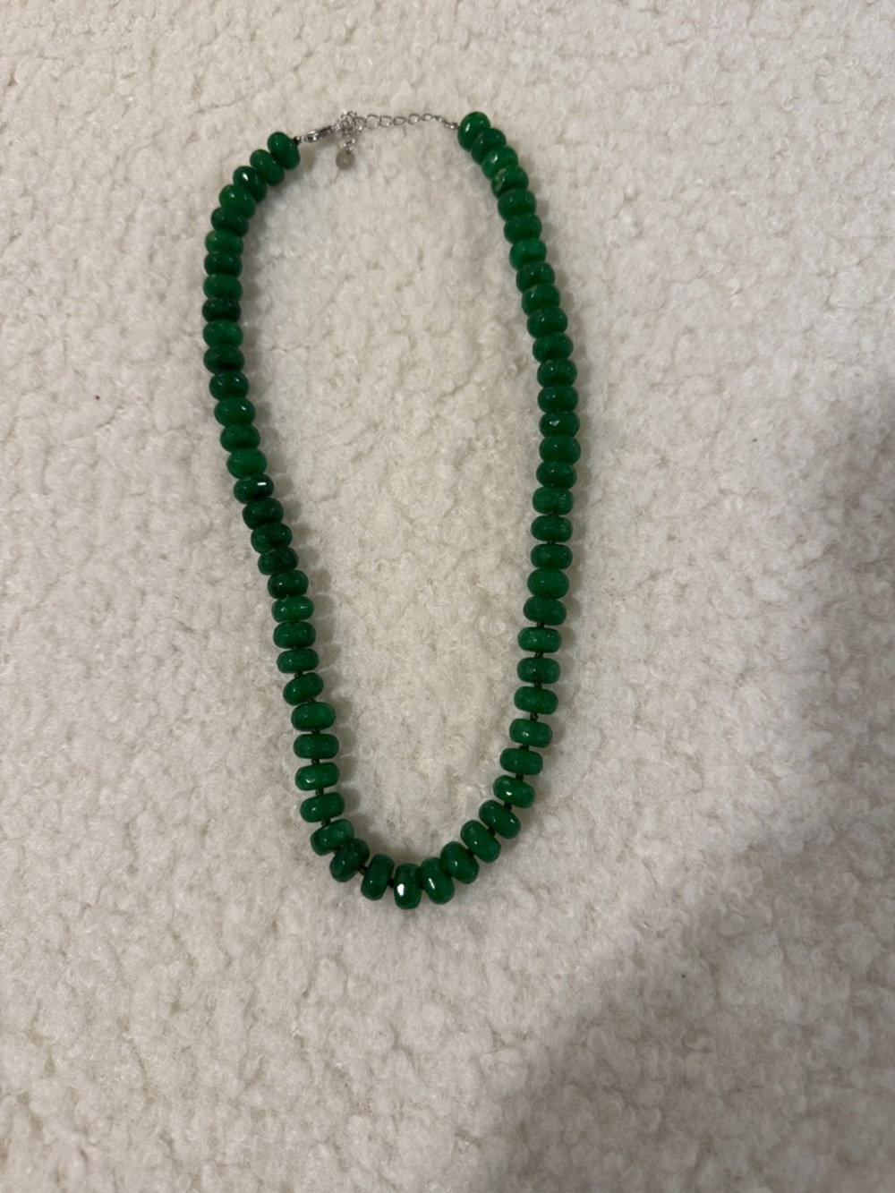 Green Beaded Women's Necklace - Polished Glass Beads